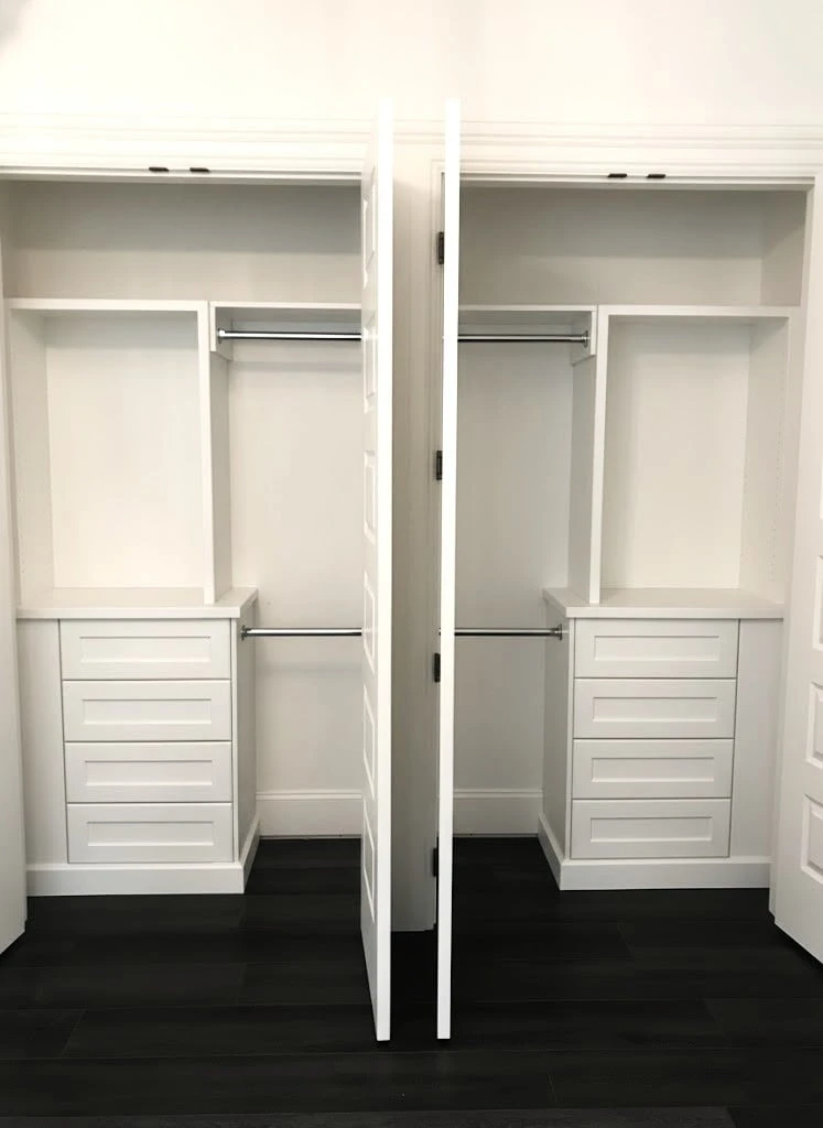 Stellar Craft Cabinetry Inc. white custom cabinet interior with drawers and shelves