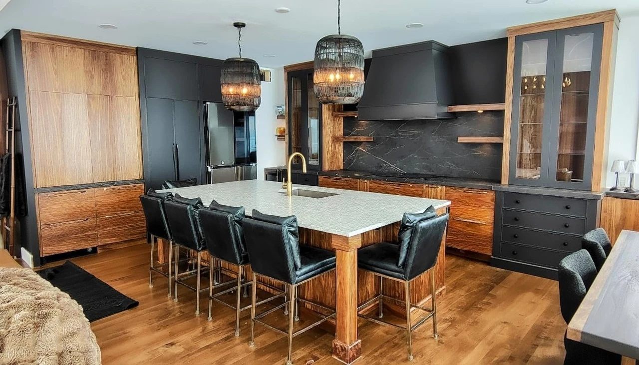 Walnut cabinetry from Stellar Craft’s custom kitchen portfolio